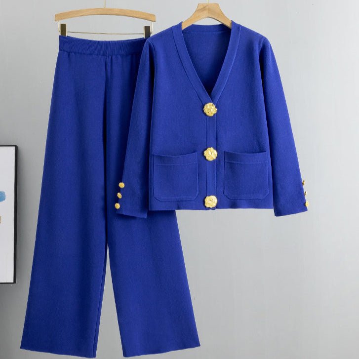 Ensemble cardigan tricoté décontracté à boucle en métal - ModeVogue