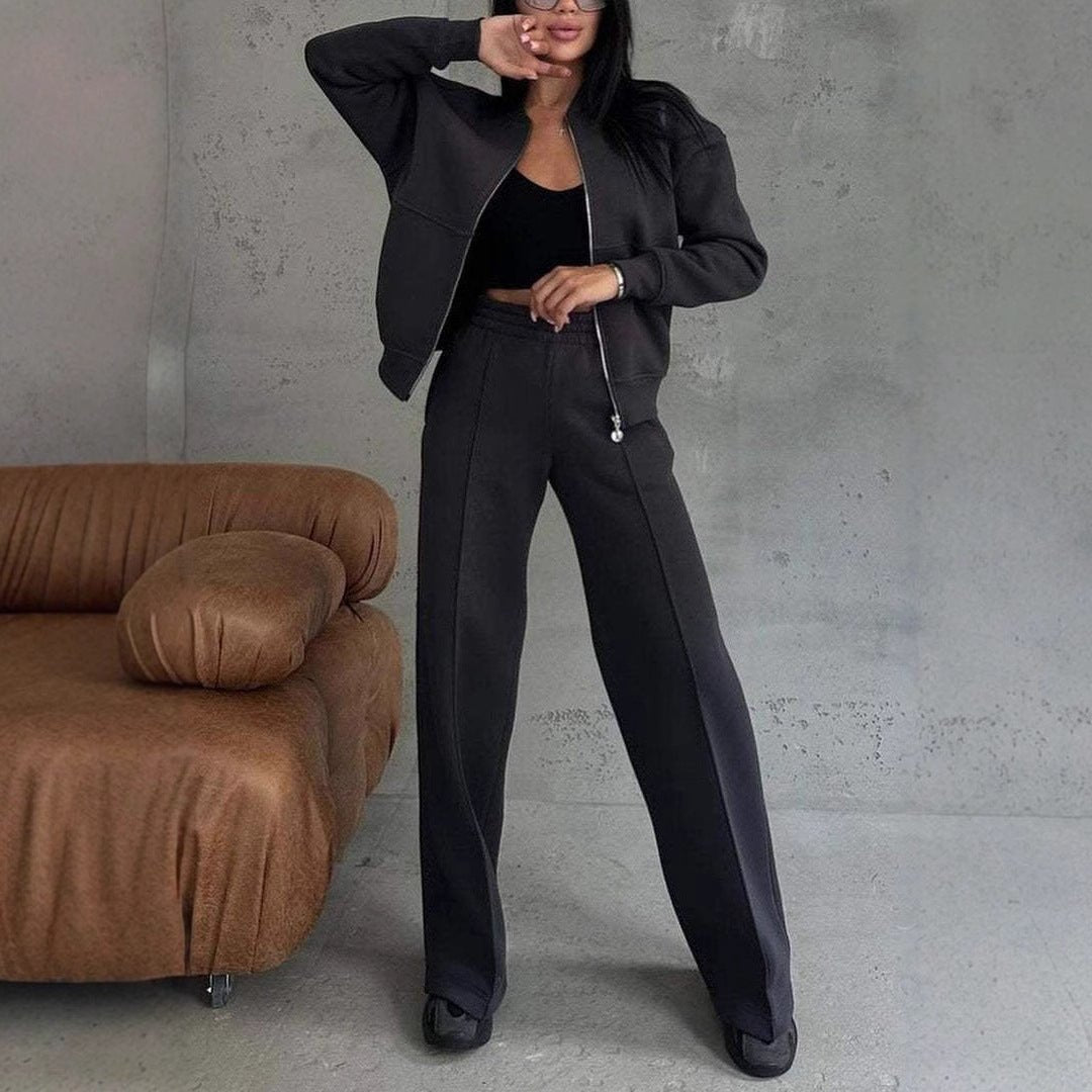 Ensemble de sport femme, veste zippée et pantalon large - ModeVogue