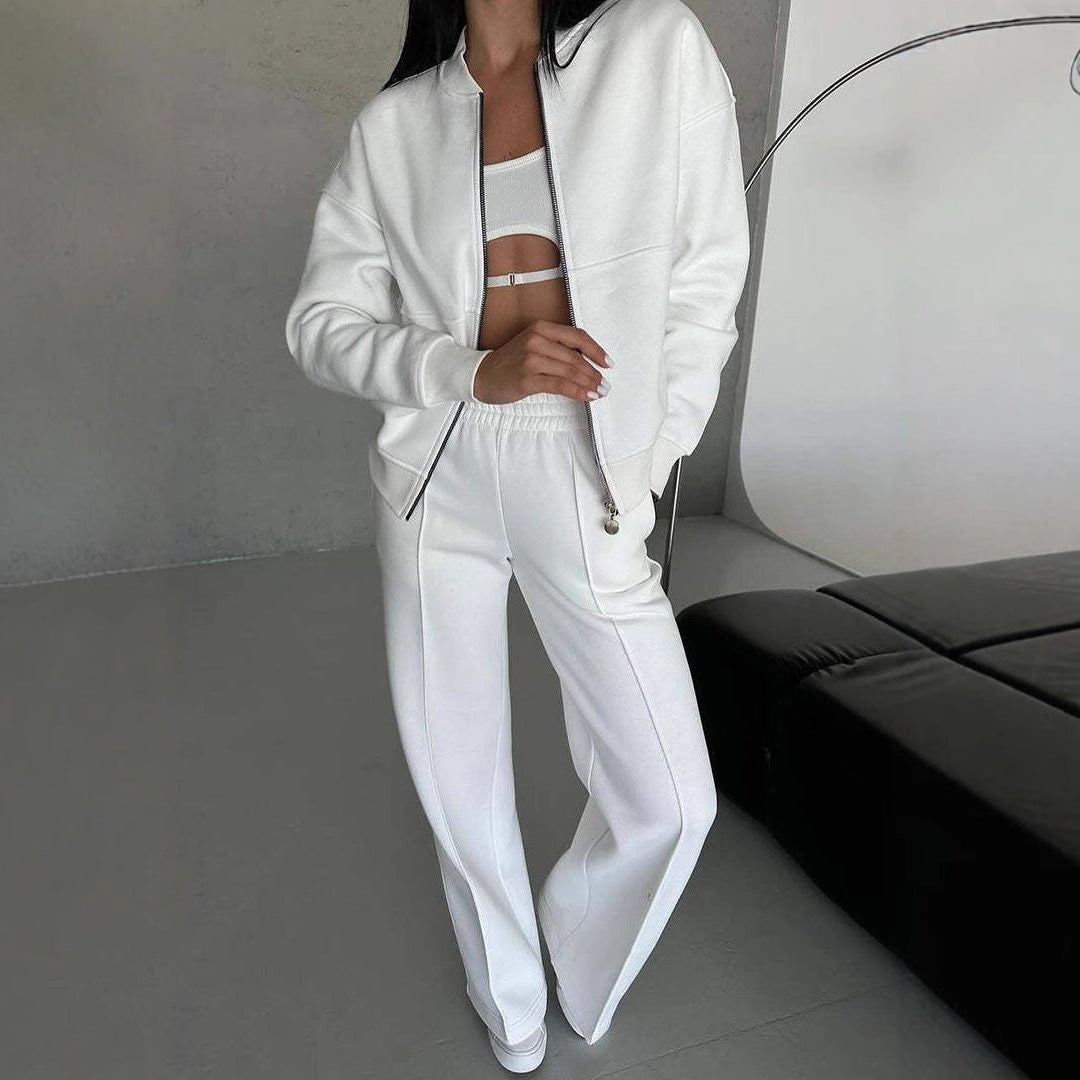 Ensemble de sport femme, veste zippée et pantalon large - ModeVogue