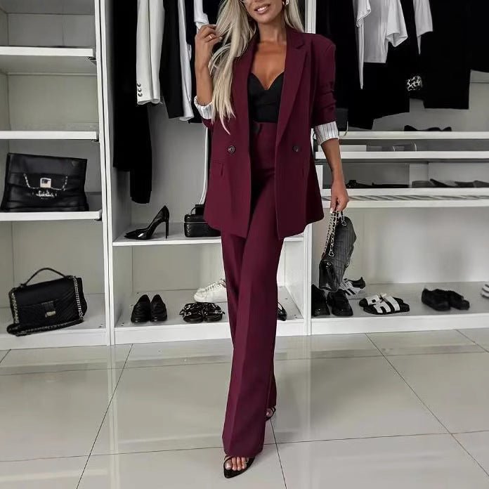 Ensemble Deux - pièces Large Pantalon Style Occidental Mode - ModeVogue