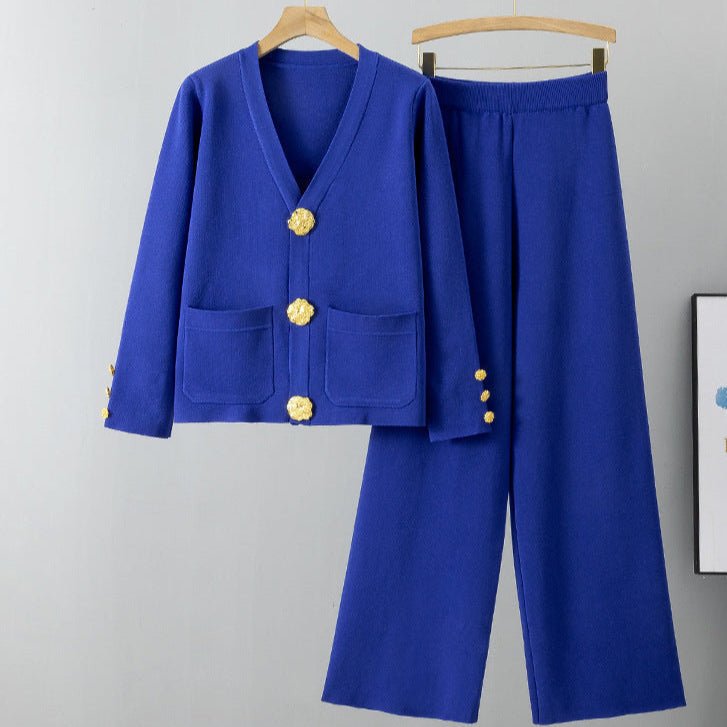 Ensemble cardigan tricoté décontracté à boucle en métal - ModeVogue