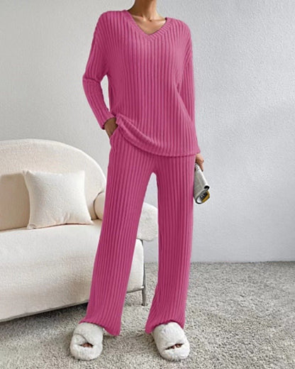 Ensemble femme tendance : Haut à manches longues et pantalon droit - ModeVogue